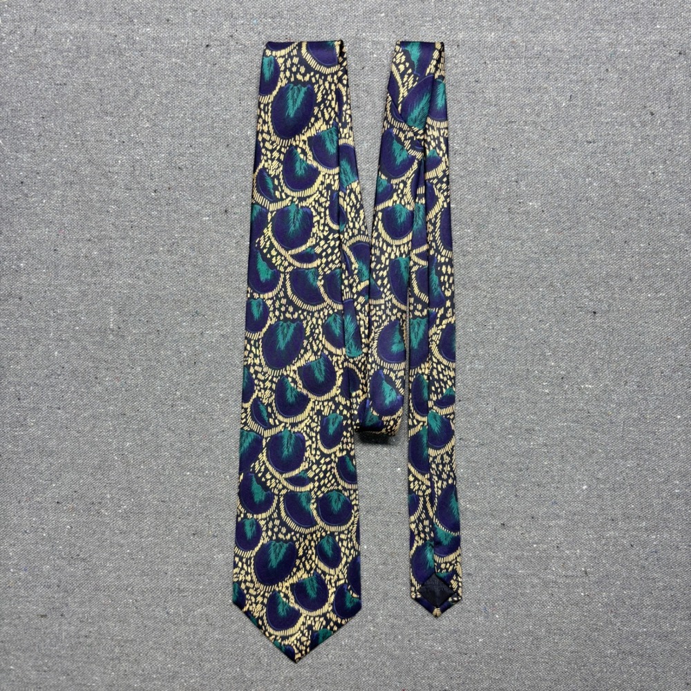Smithsonian Institution Tie Men One Size Blue Green Silk Abstract Italy Made